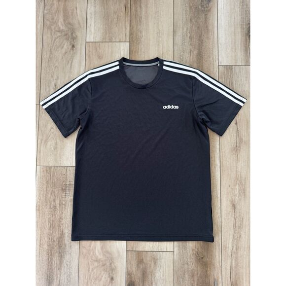 adidas Other - Adidas Climalite Black T-Shirt Mens Large 3 Stripe Athletic Gym Shirt Logo Sport